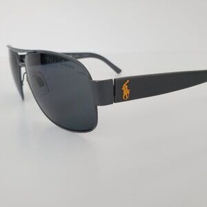 Men's Ralph Lauren Polo Polarized Sunglasses PH 3080 Grey w/ Yellow Logo 59mm